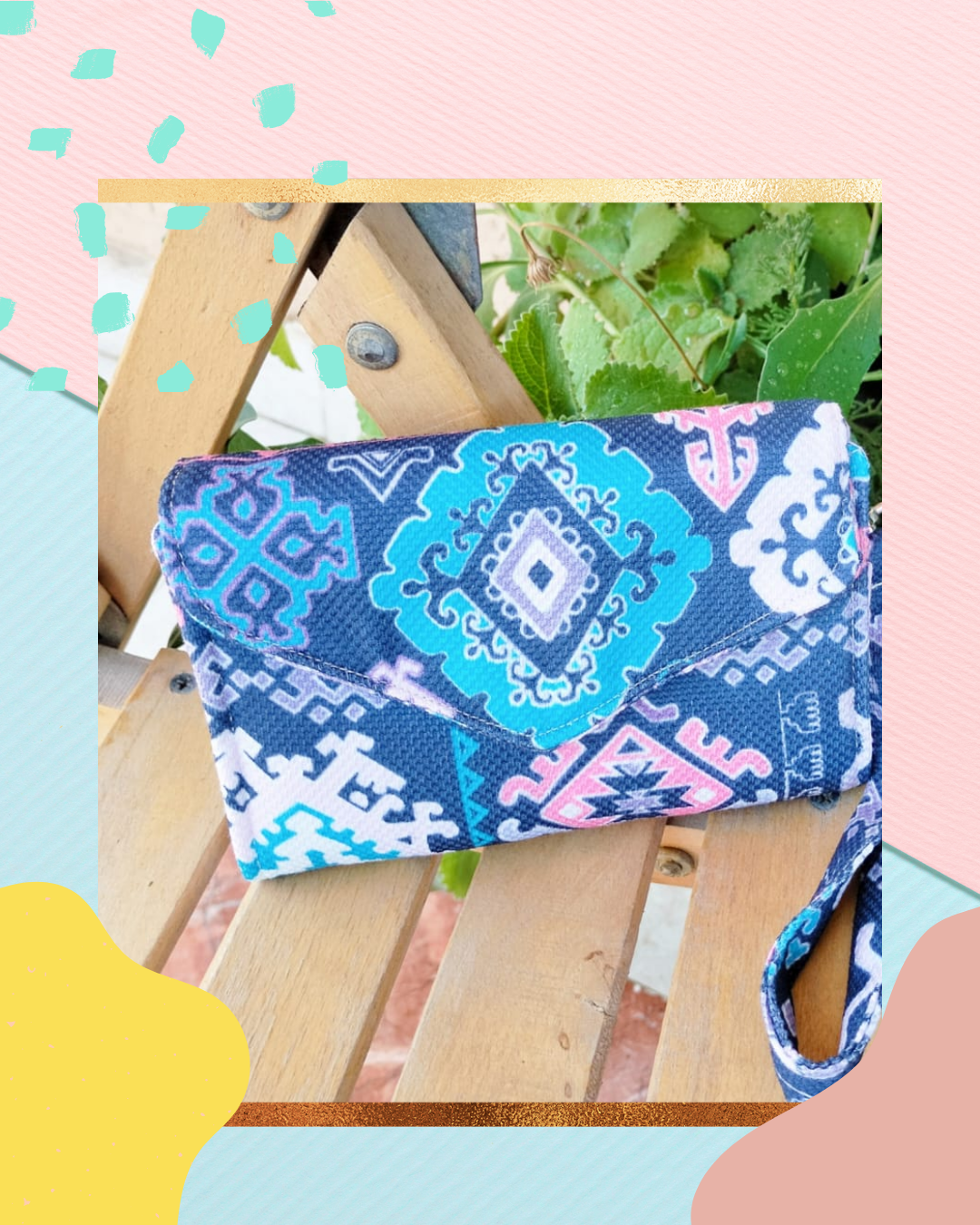 Deep Blue Geometric Medium Wallet 17*11cm
