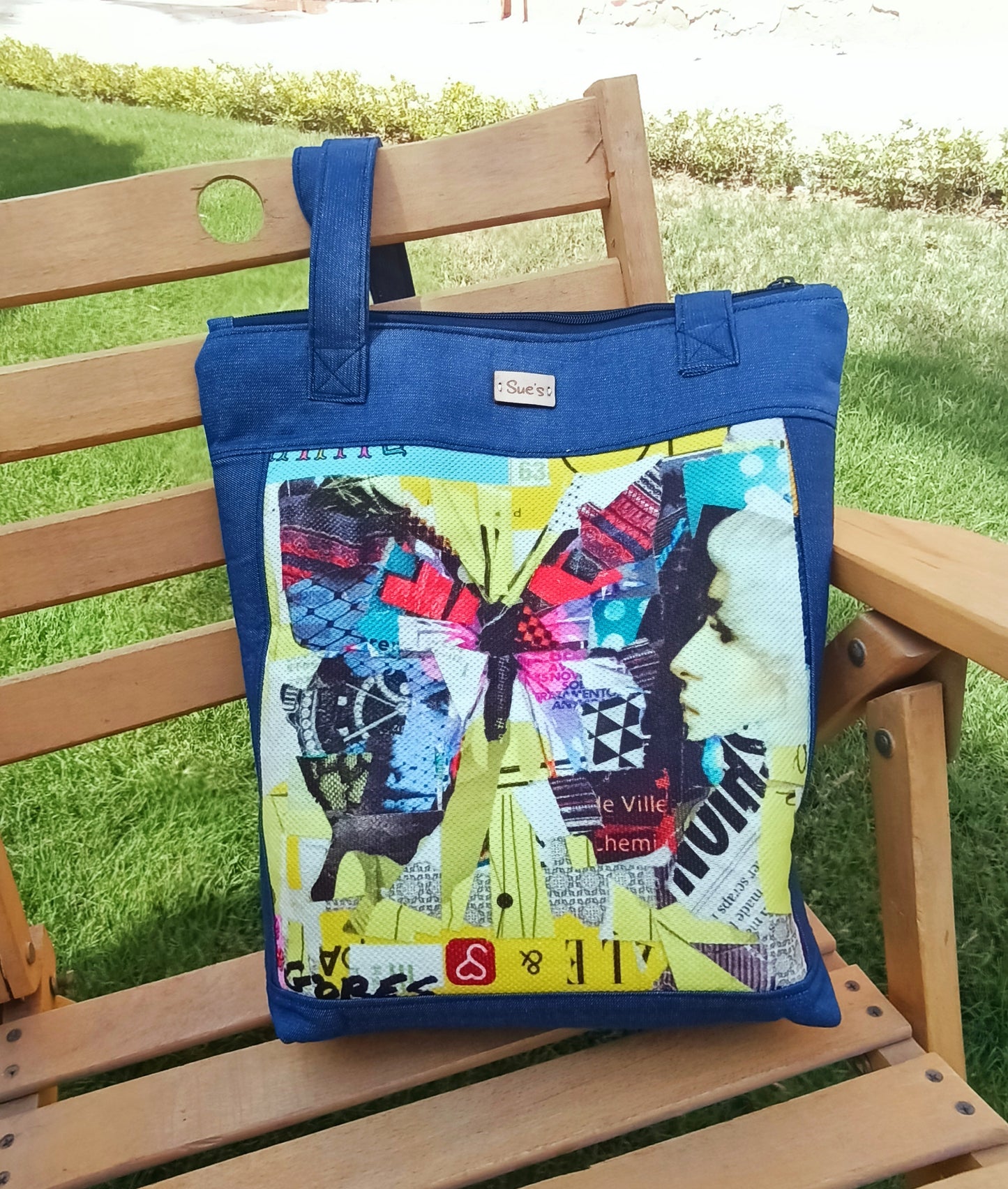 Denim Butterfly Tote Bag 40*35cm