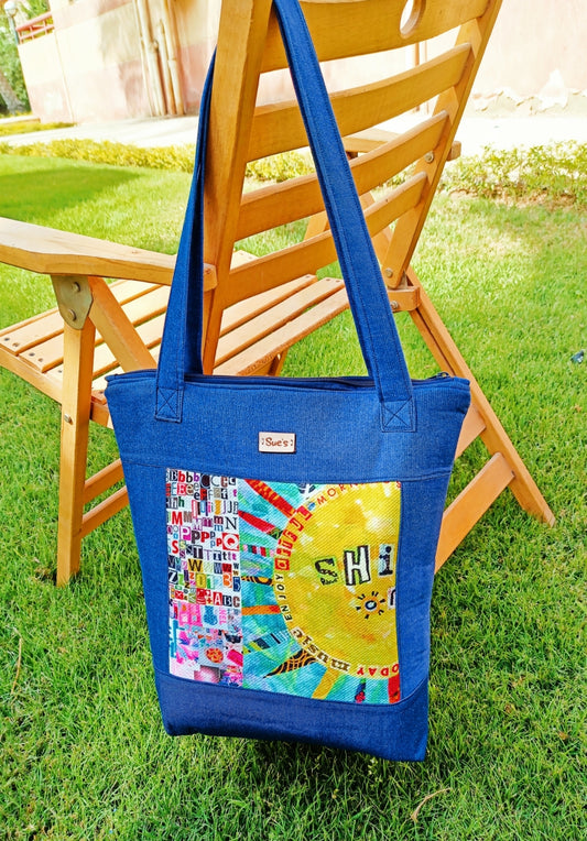 Denim Sun Rays Tote Bag 40*35cm