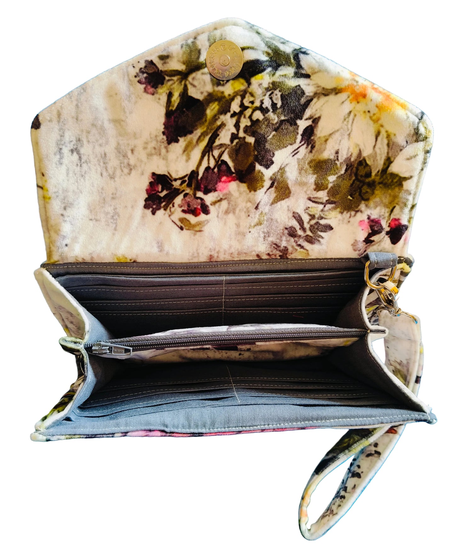 white flowers Velvet big Wallet