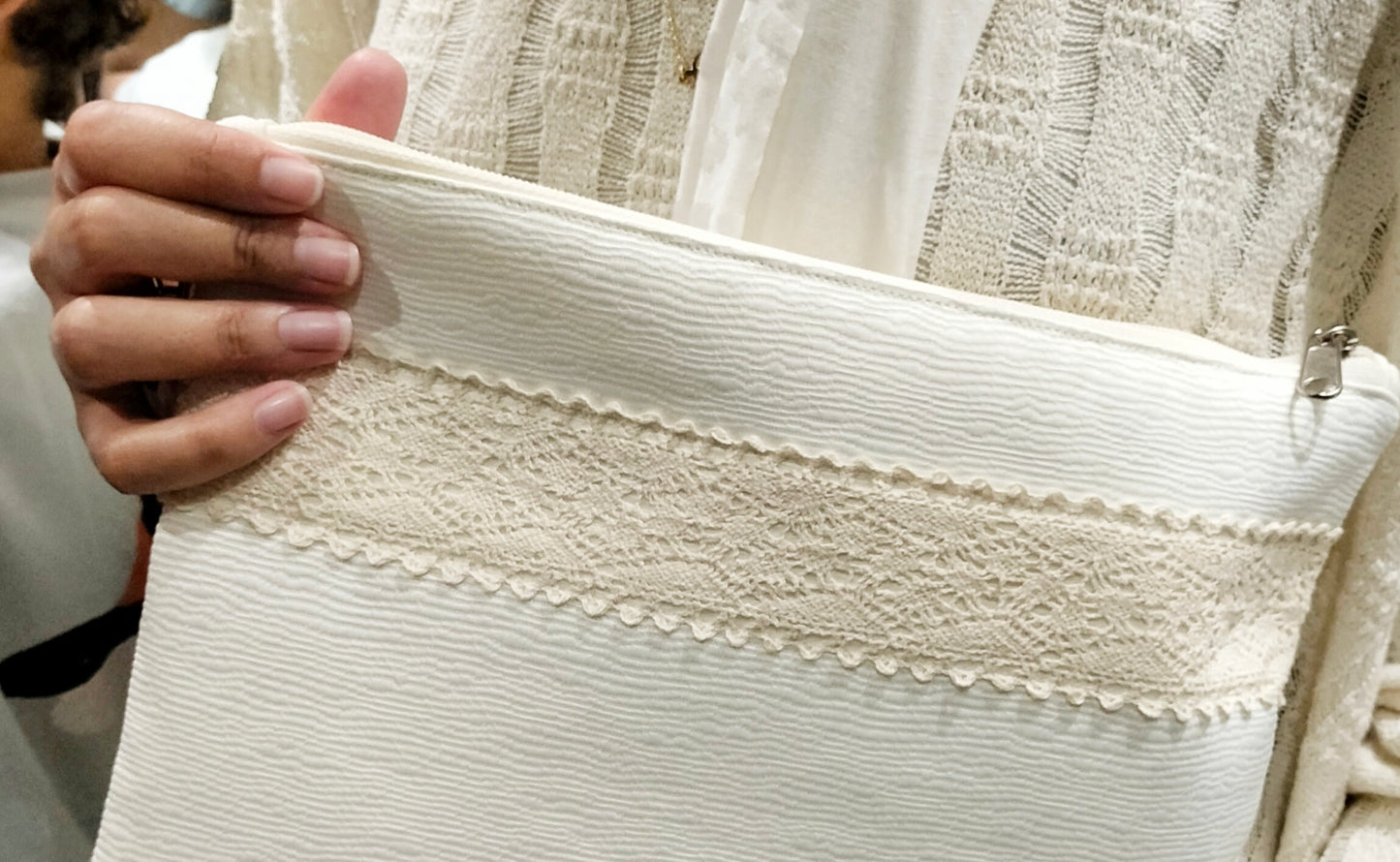 Off white withe lace handmade Clutch