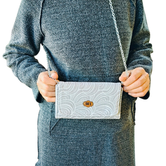 soft beige big Wallet with chain Cross hand