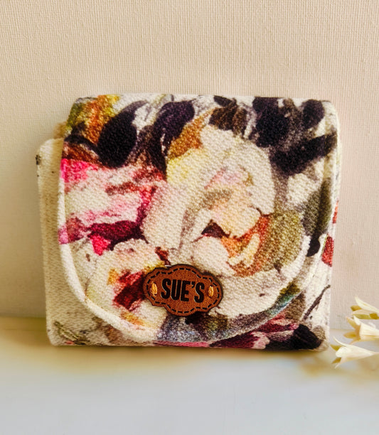 white flowers card Wallet 12*11 Cm