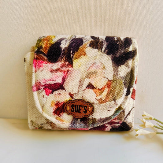 white flowers card Wallet 12*11 Cm