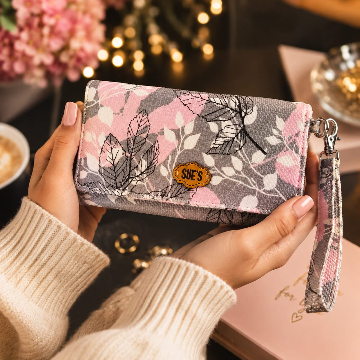 Gray &pink Large Wallet