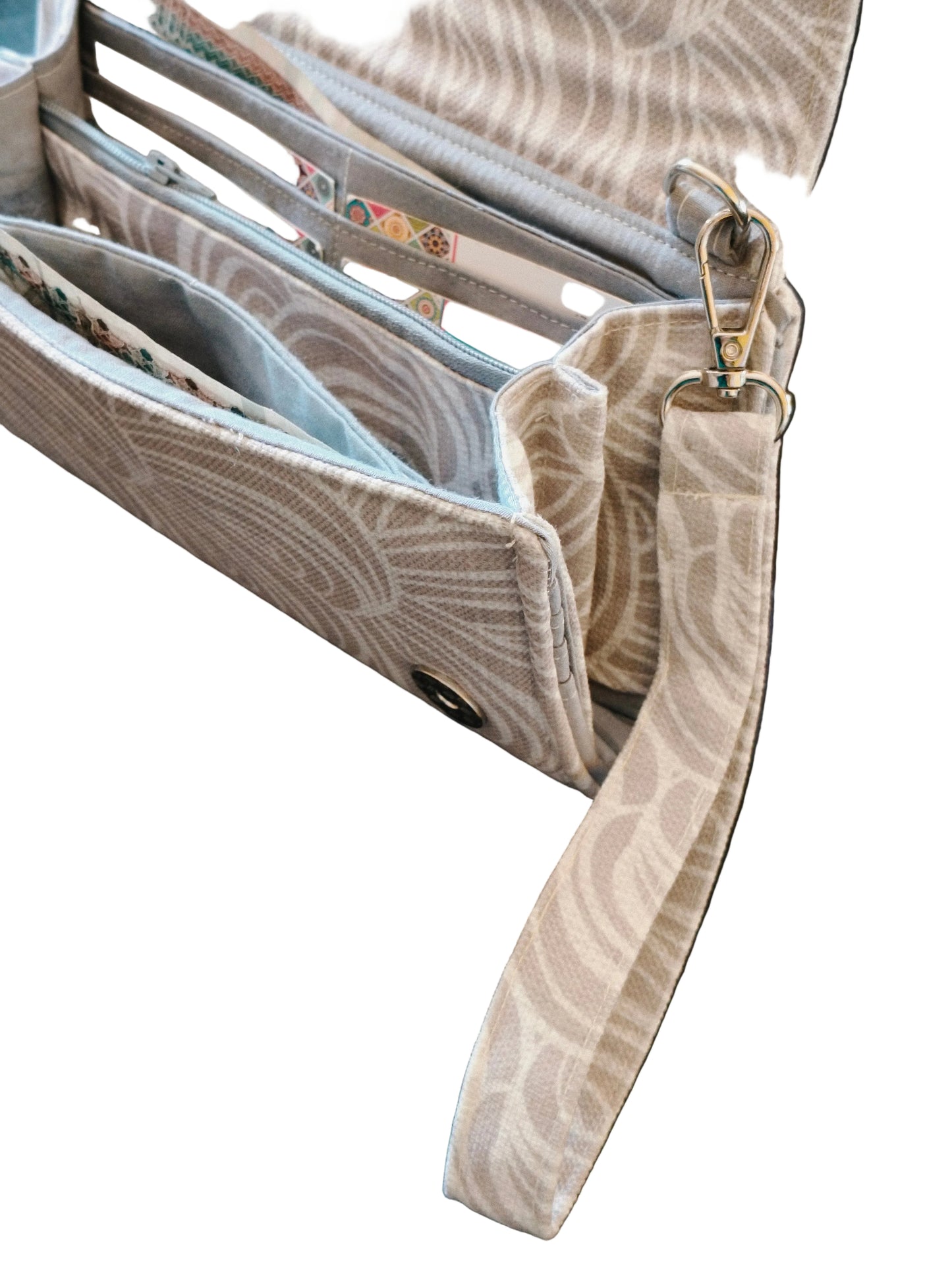 soft beige big Wallet with chain Cross hand