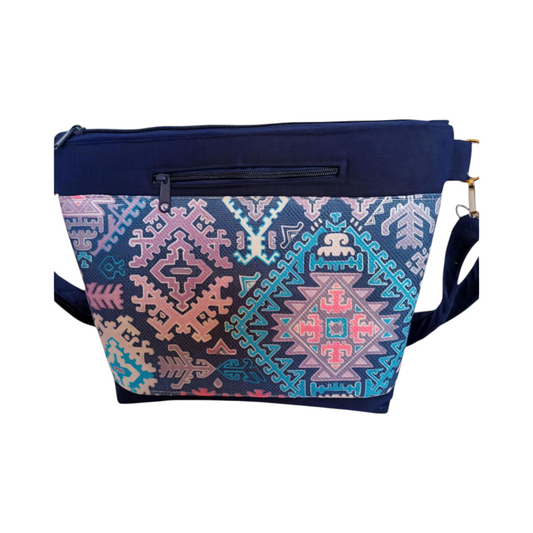 Deep blue Geometric,black crossbag 40*30cm