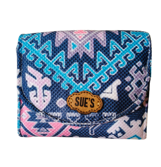 Geometric blue small Wallet 12*11cm