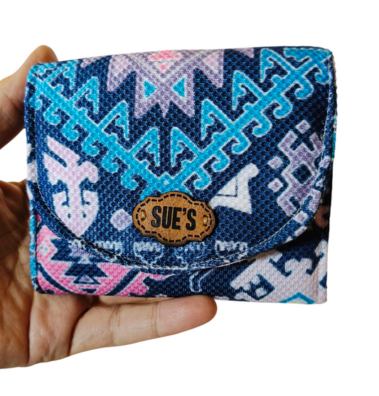 Geometric blue card Wallet 12*11cm