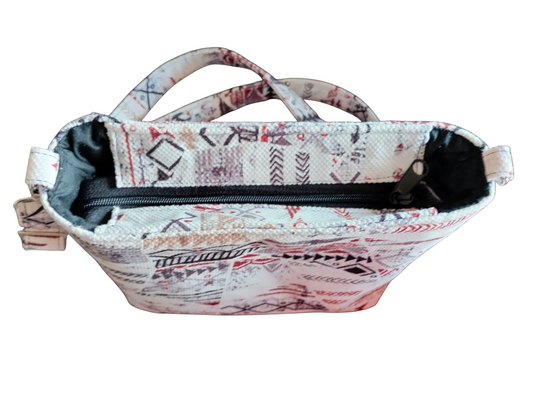 White geometric Patchwork Medium Cross Bag 30*25cm