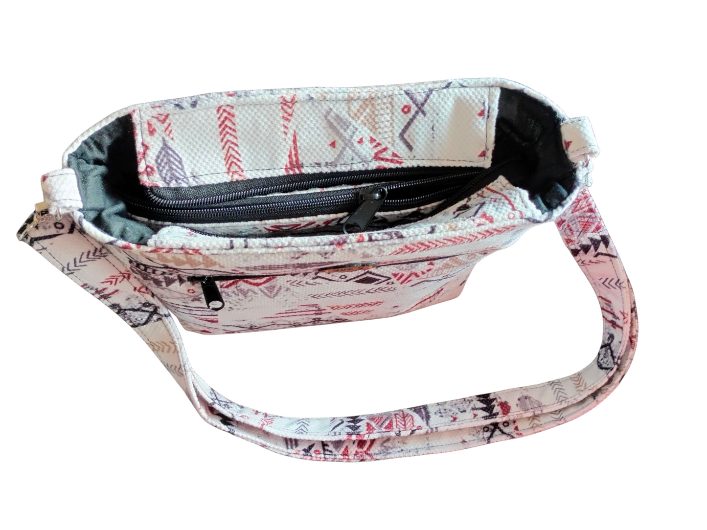 White geometric Patchwork Medium Cross Bag 30*25cm