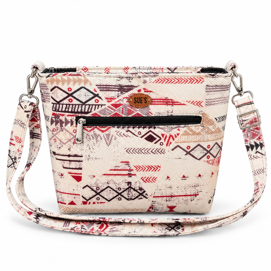 White geometric Patchwork Medium Cross Bag 30*25cm