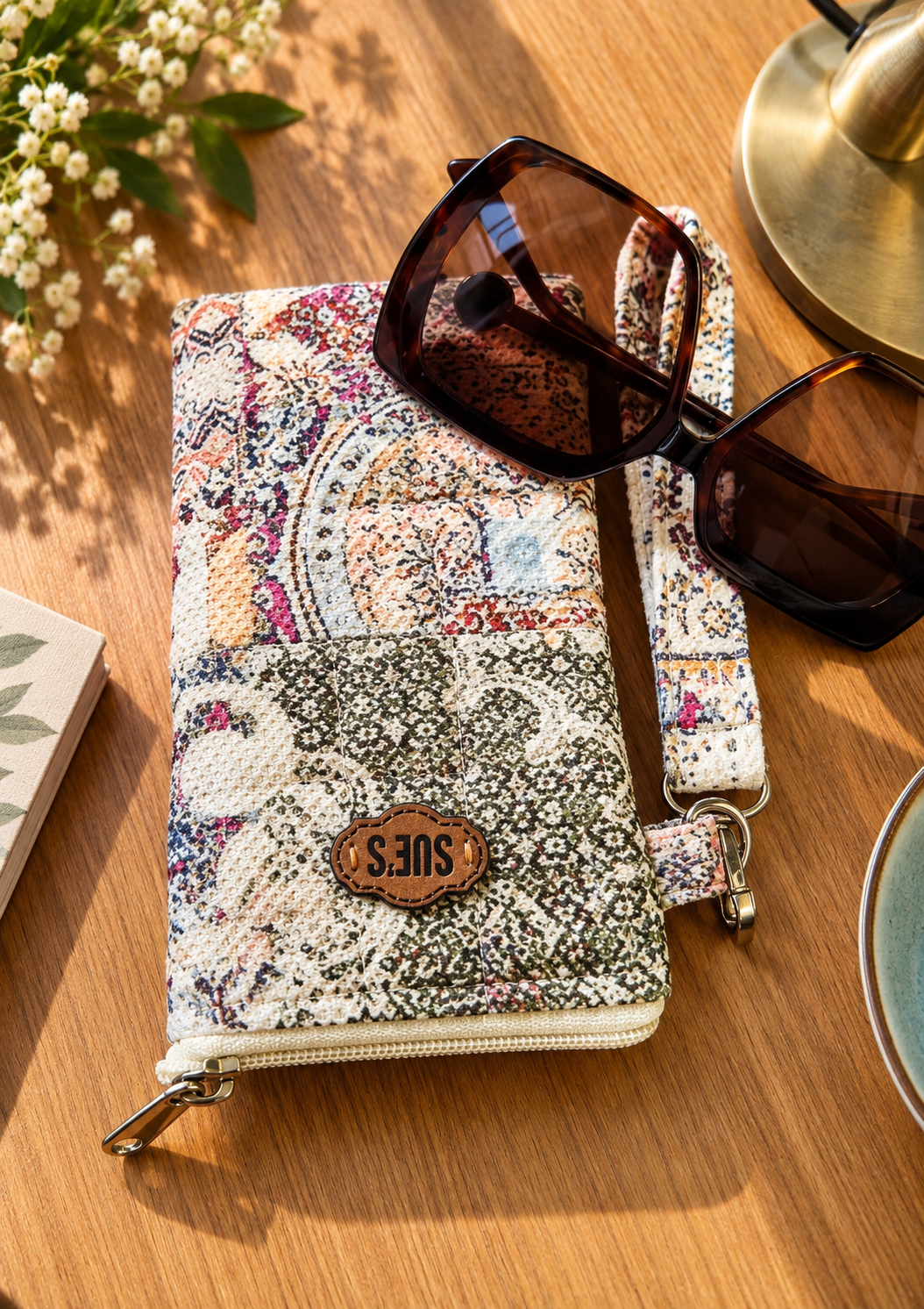patchwork quilted long Glasses Case