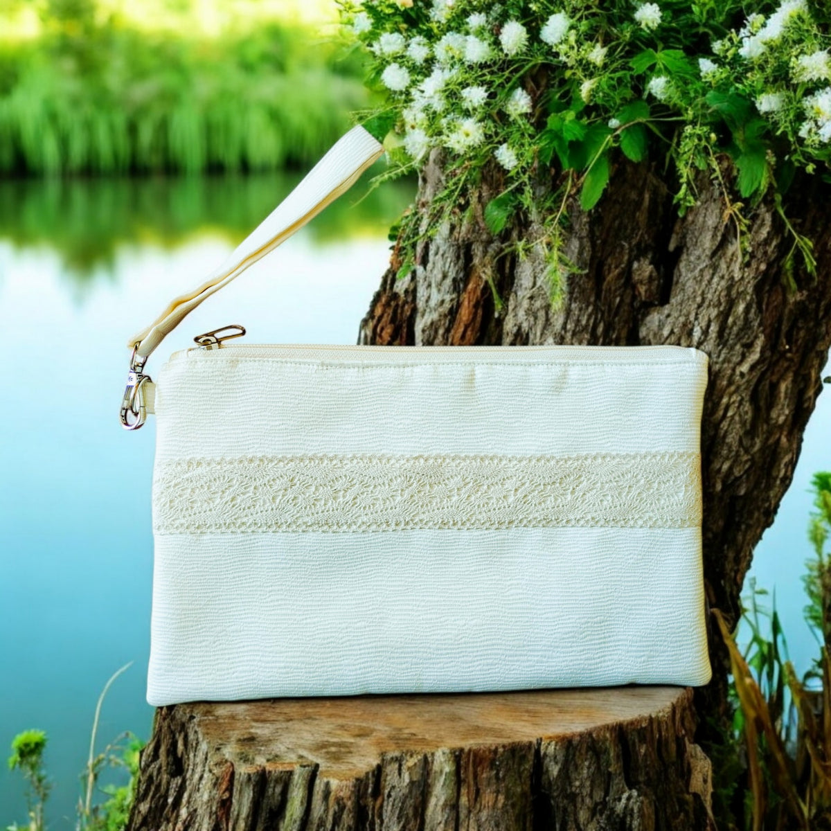 Off white withe lace handmade Clutch