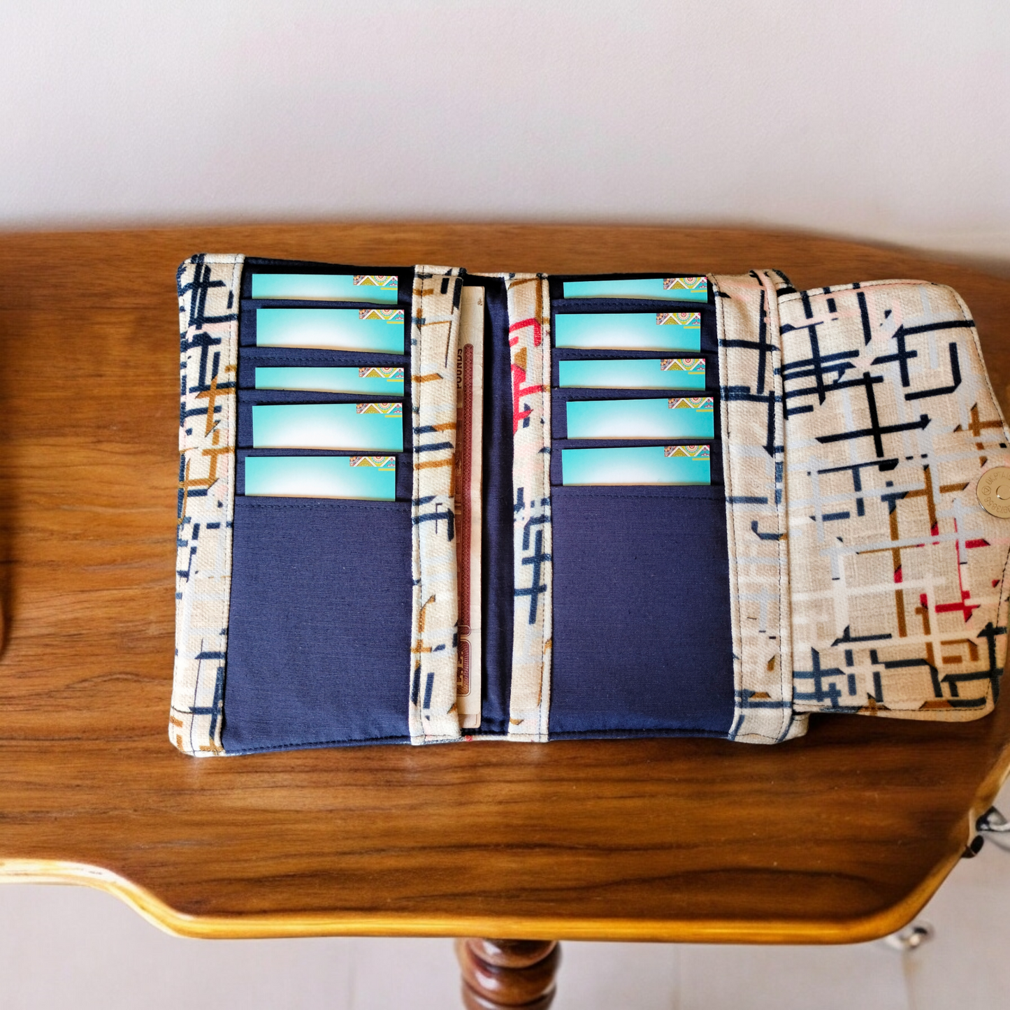 Abstract beige trifold wallet