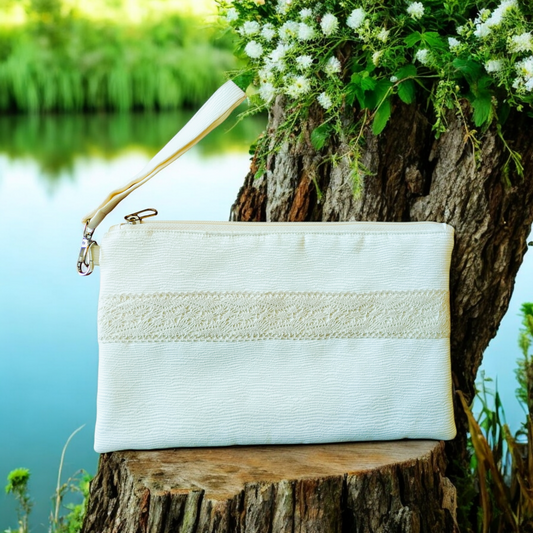 Off white withe lace handmade Clutch