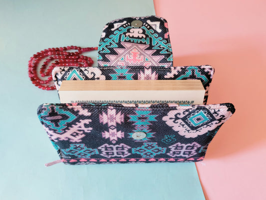 Deeb Blue Geomtric big Mus7af cover 20*14cm