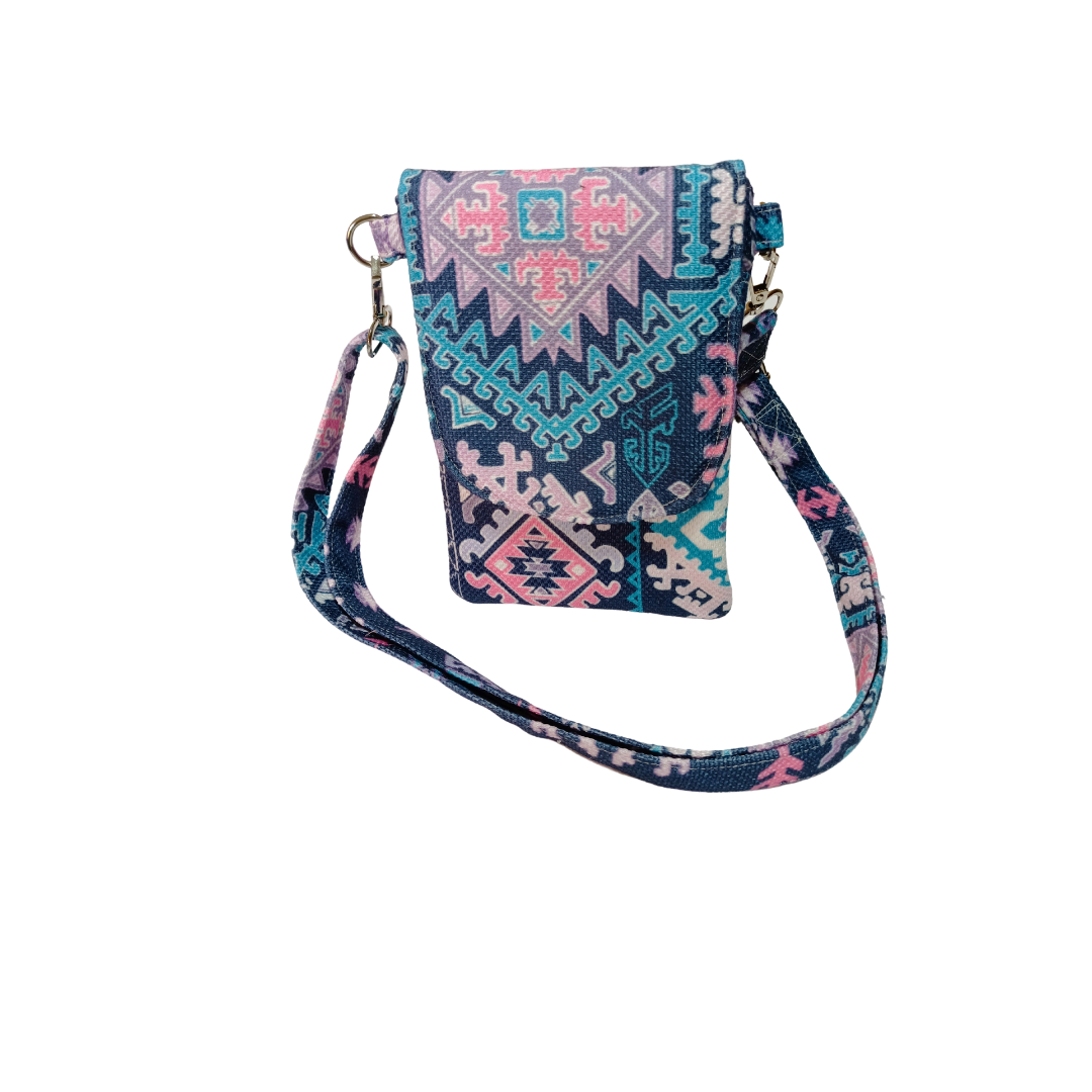 Deep blue geometric Mobil Cross Bag ( Old DESGIN )