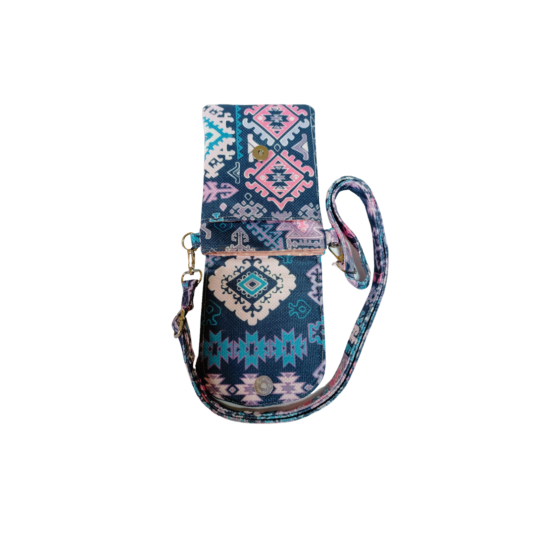 Deep blue geometric Mobil Cross Bag ( Old DESGIN )