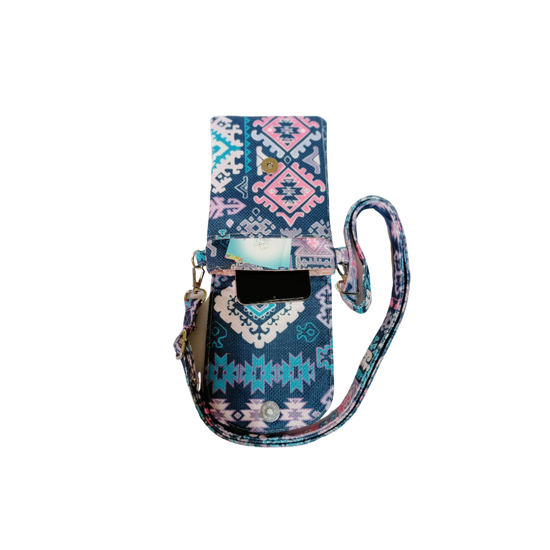 Deep blue geometric Mobil Cross Bag ( Old DESGIN )