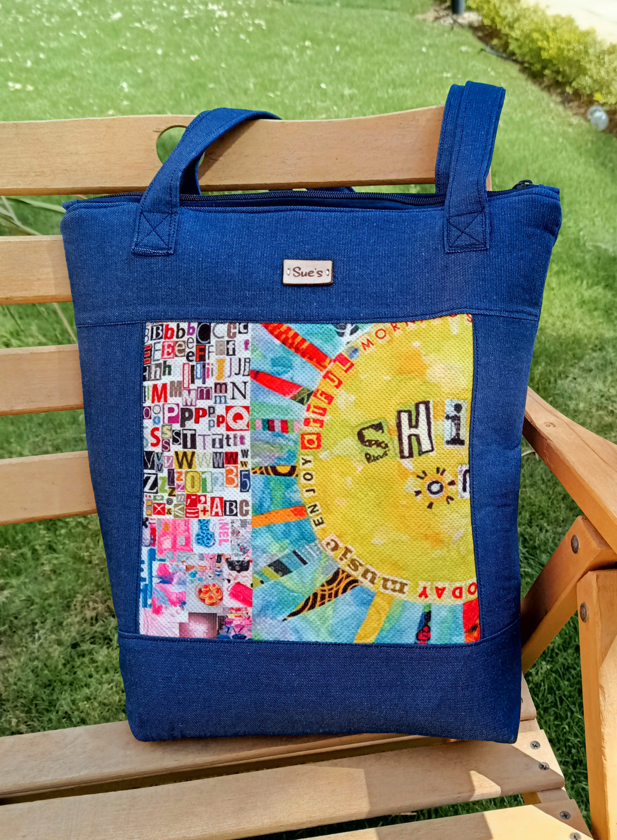 Denim Sun Rays Tote Bag 40*35cm
