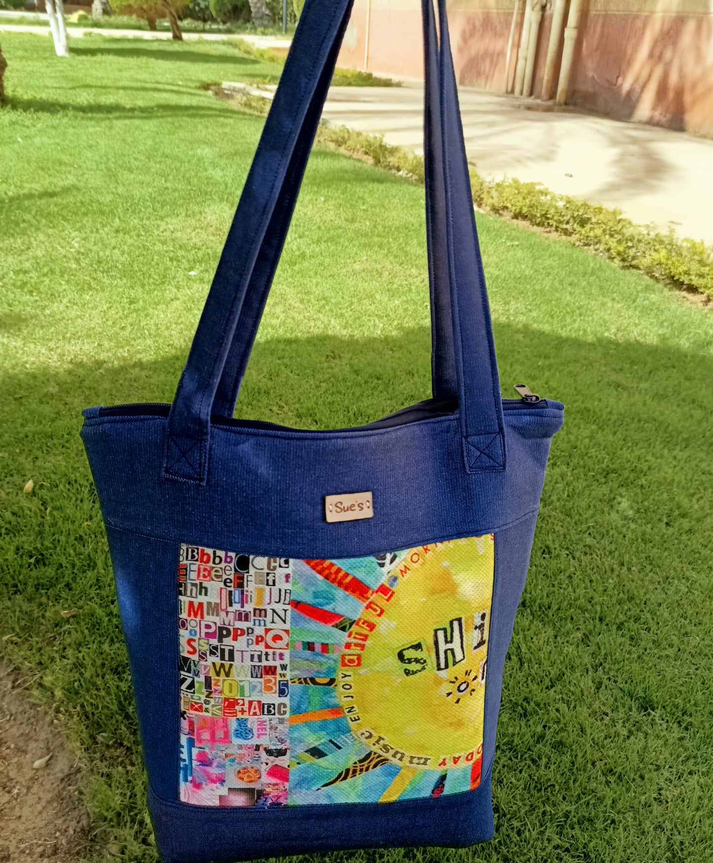 Denim Sun Rays Tote Bag 40*35cm