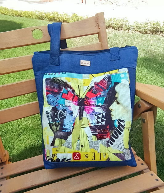 Denim Butterfly Tote Bag 40*35cm