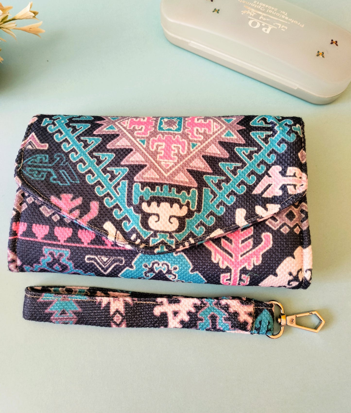 Deep Blue Geometric Wallet