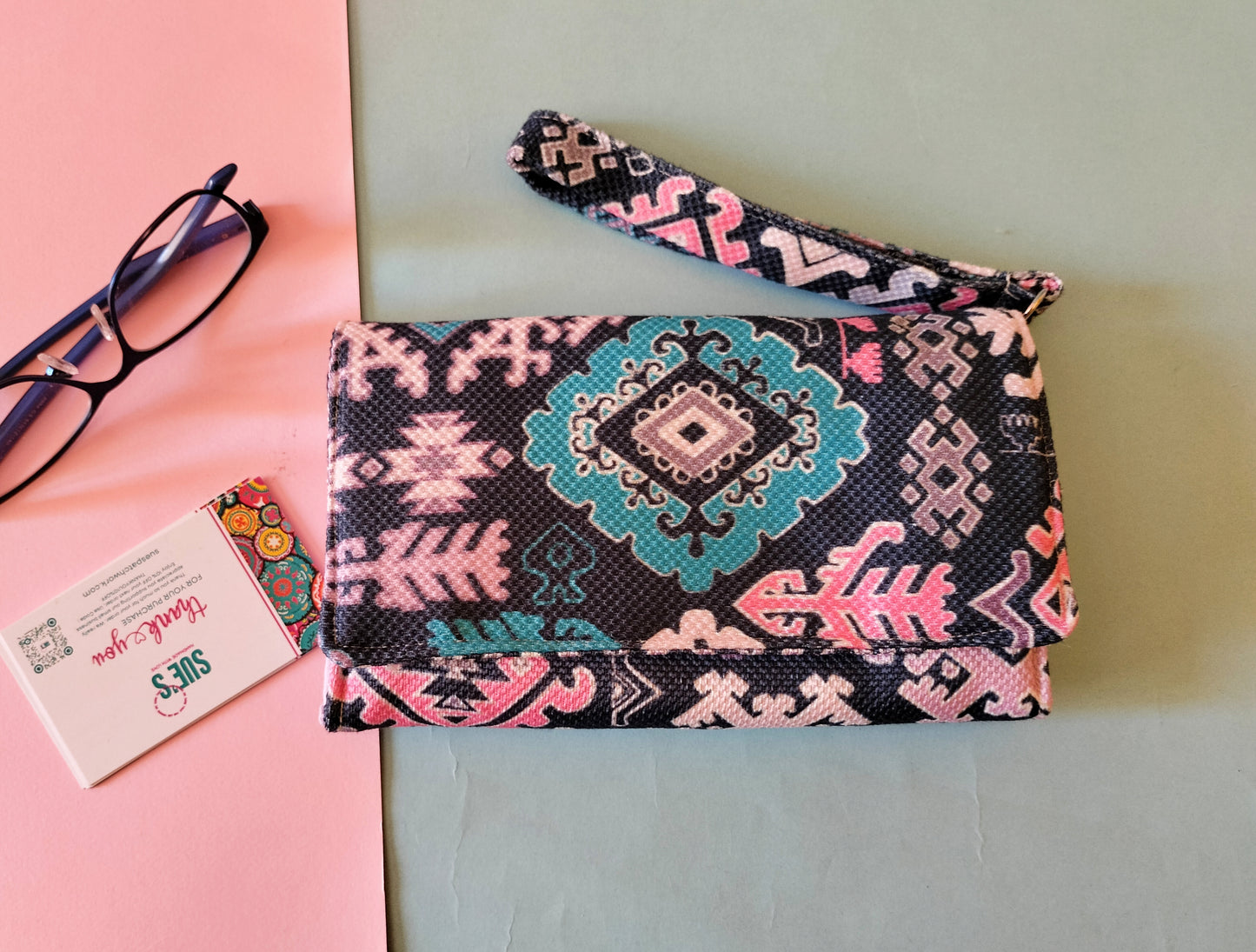 Deep Blue Geometric Wallet