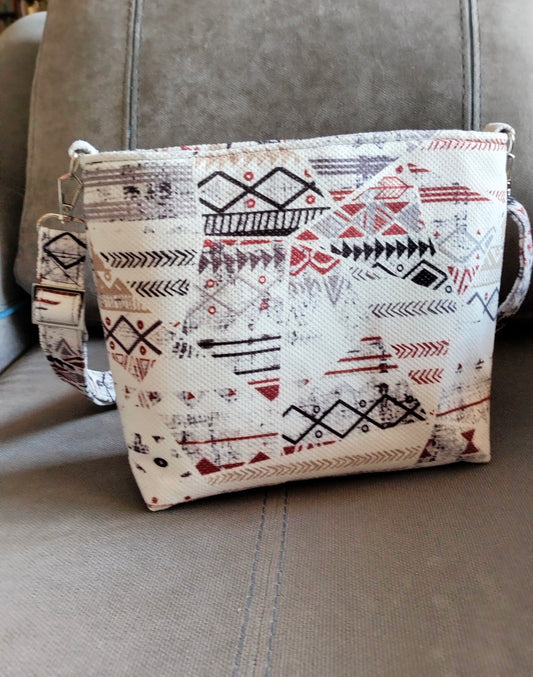 White  geometric Patchwork Medium Cross Bag 30*25cm