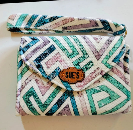 Geometric aqua small Wallet