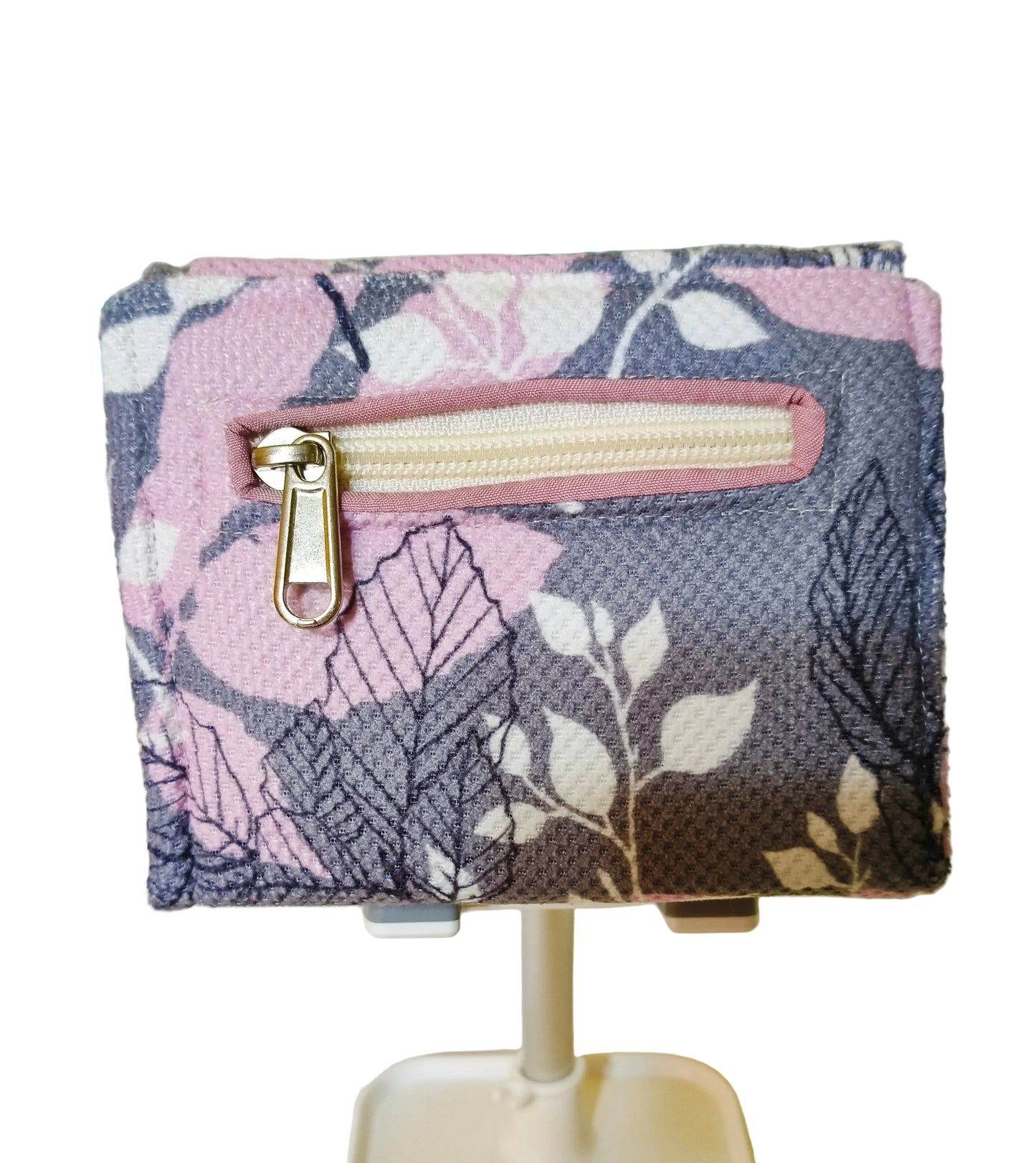 Gray & pink Small  Wallet 12*11 cm