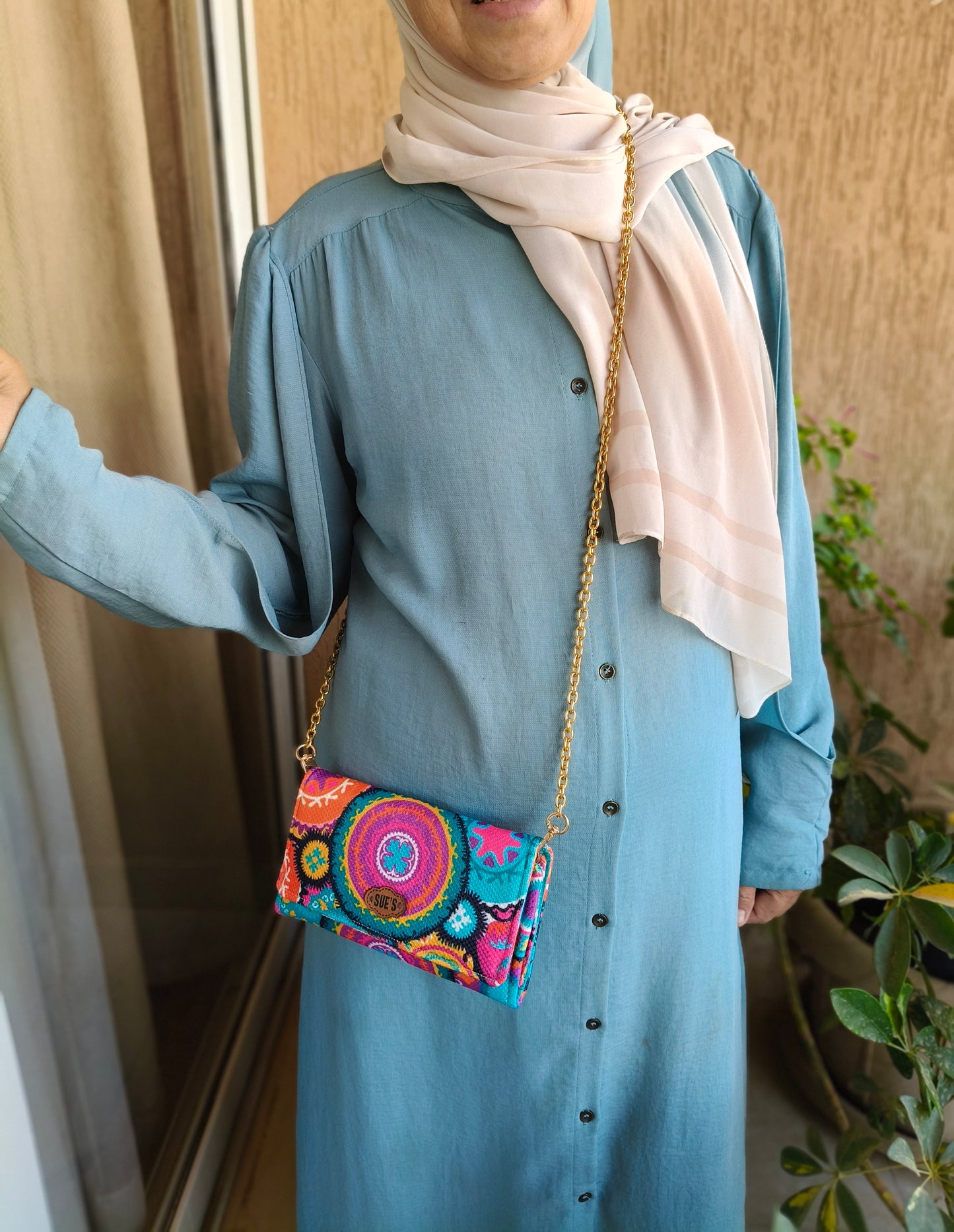 Color Festival   big Wallet with  chain Cross hand