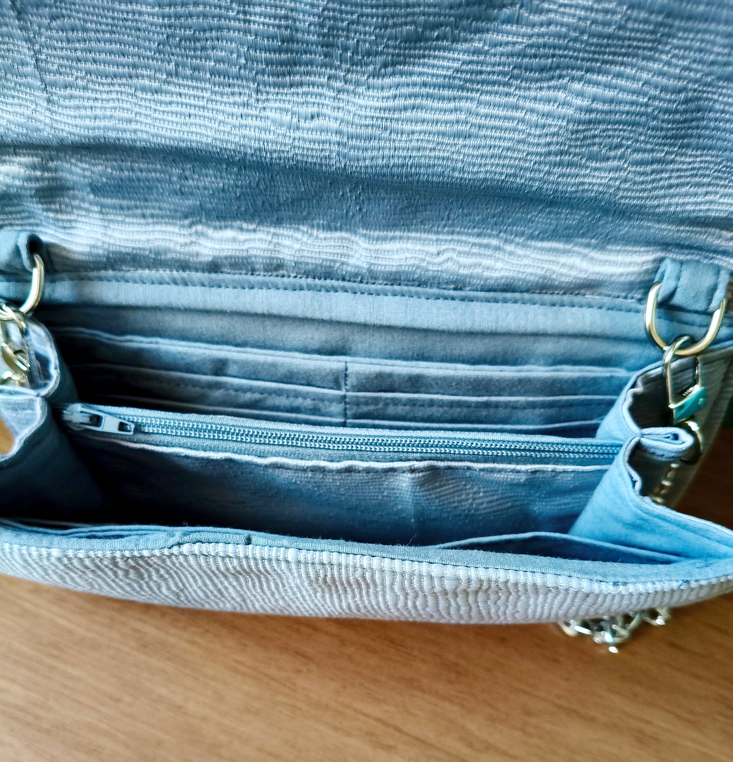 silver evening big Wallet with  chain Cross hand