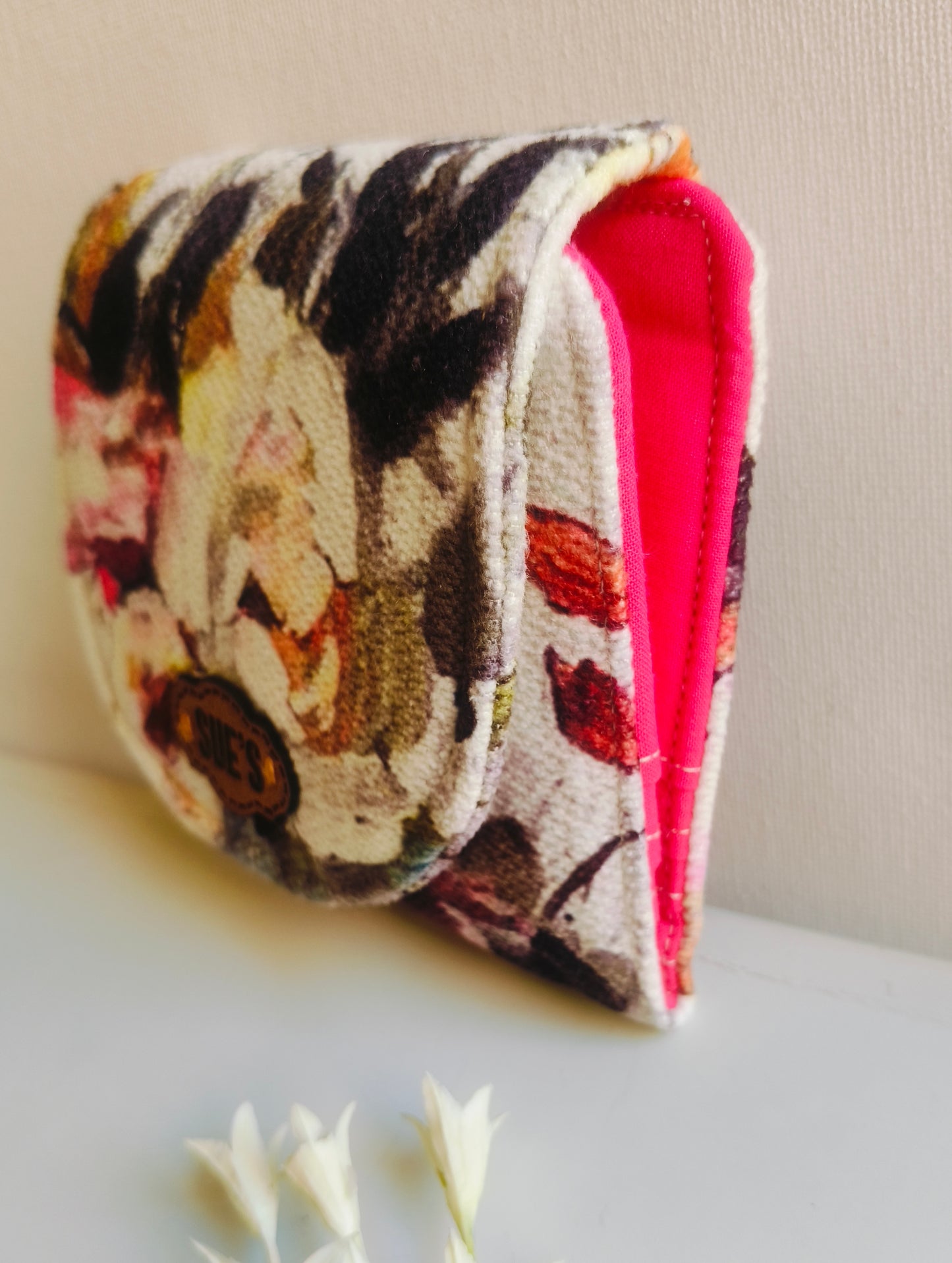 white flowers card Wallet 12*11 Cm