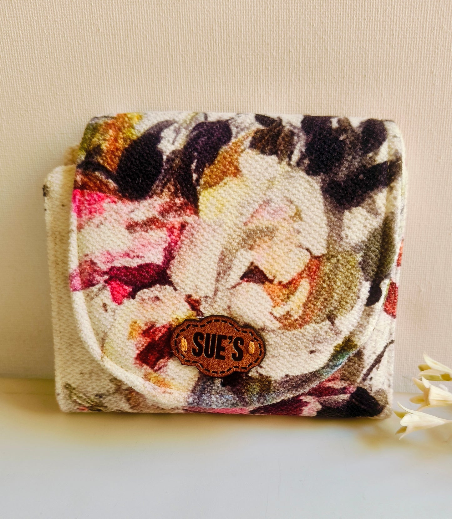 white flowers card Wallet 12*11 Cm