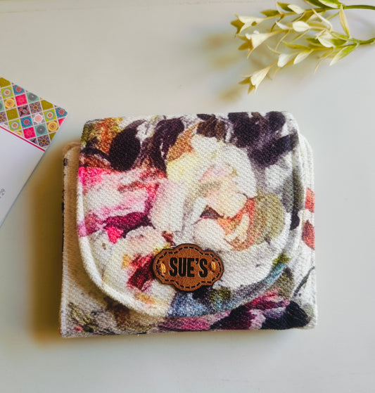 white flowers card Wallet 12*11 Cm