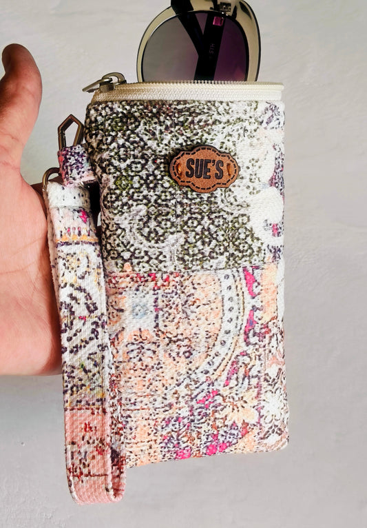 patchwork quilted long Glasses Case