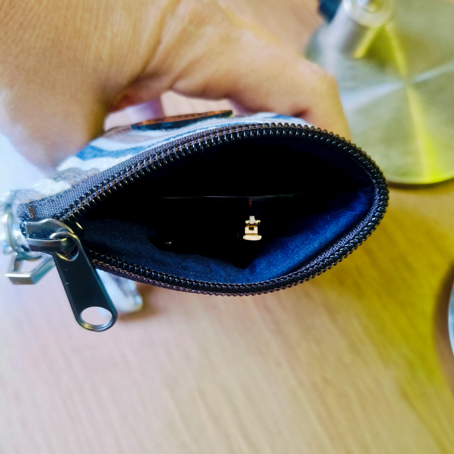 blue geometric long Glasses Case