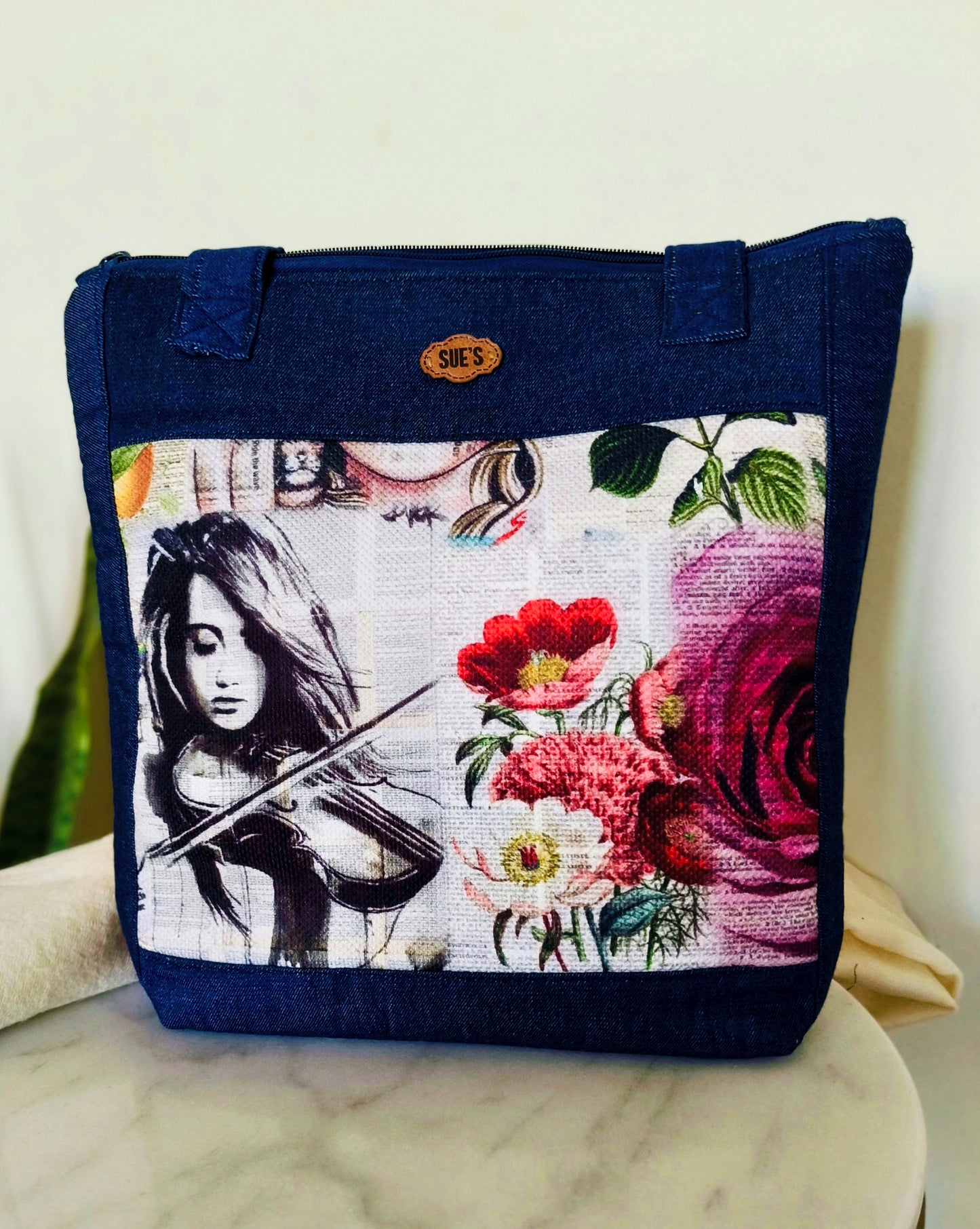 Denim Violen Tote Bag 35*30cm