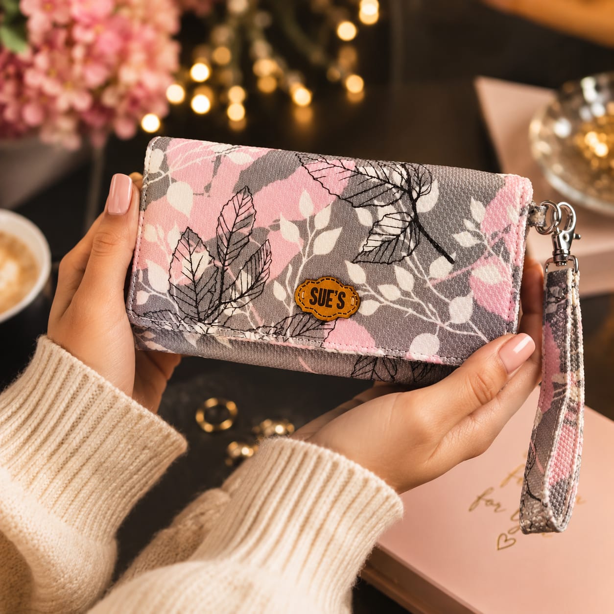 Gray &pink Large Wallet