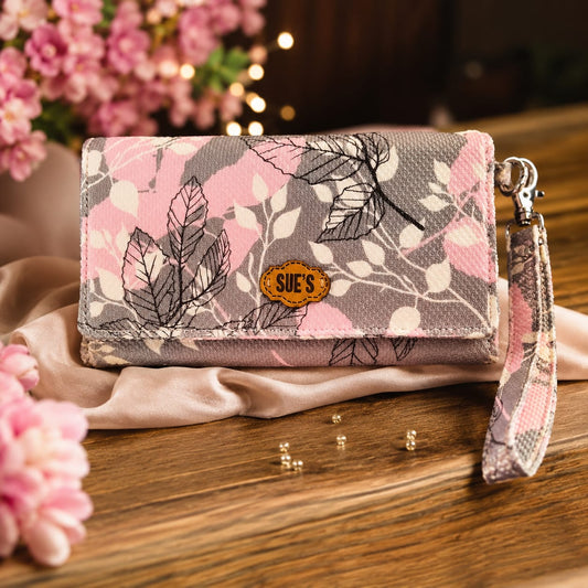 Gray &pink Large Wallet