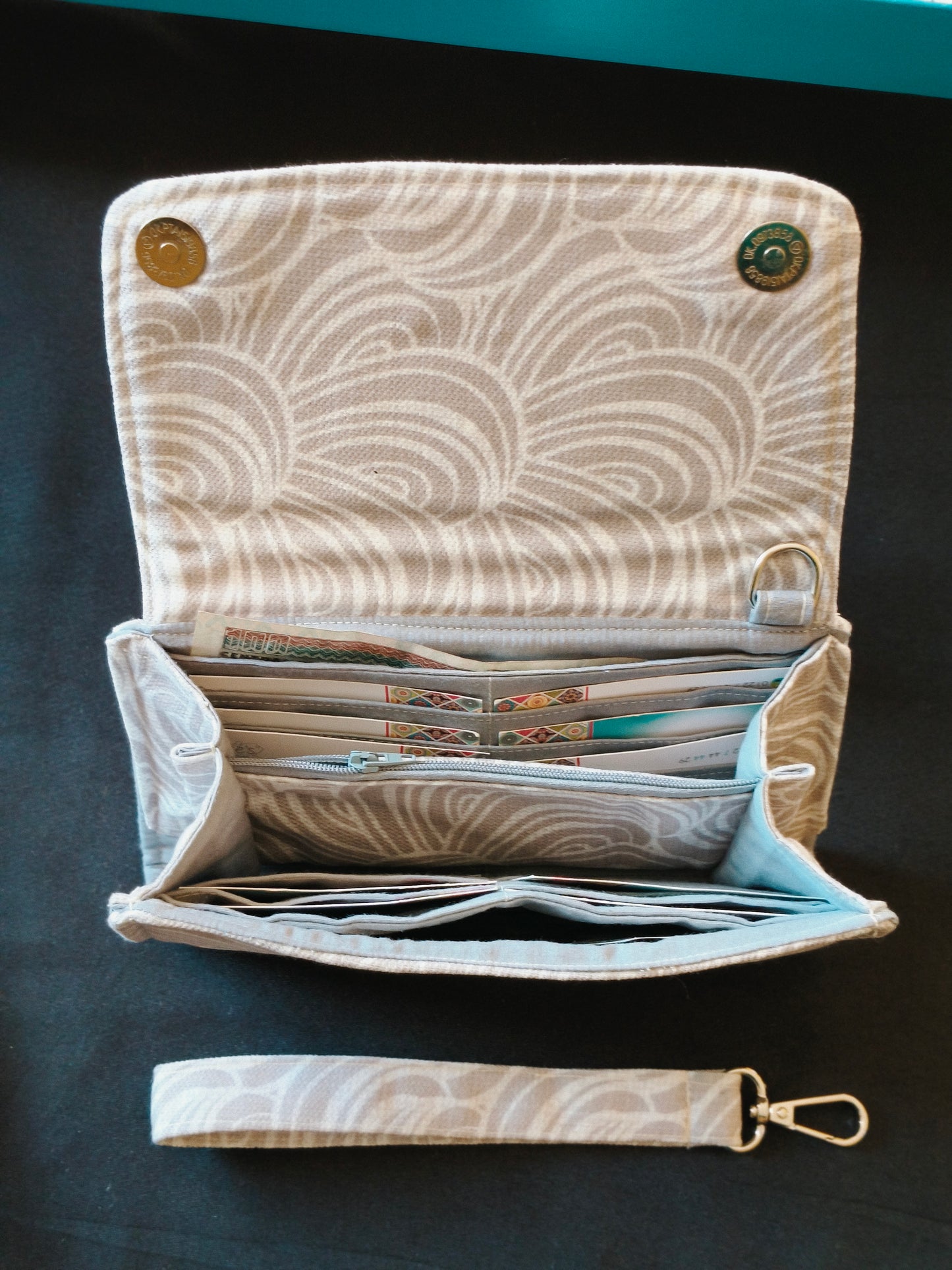 soft beige   big Wallet with  chain Cross hand