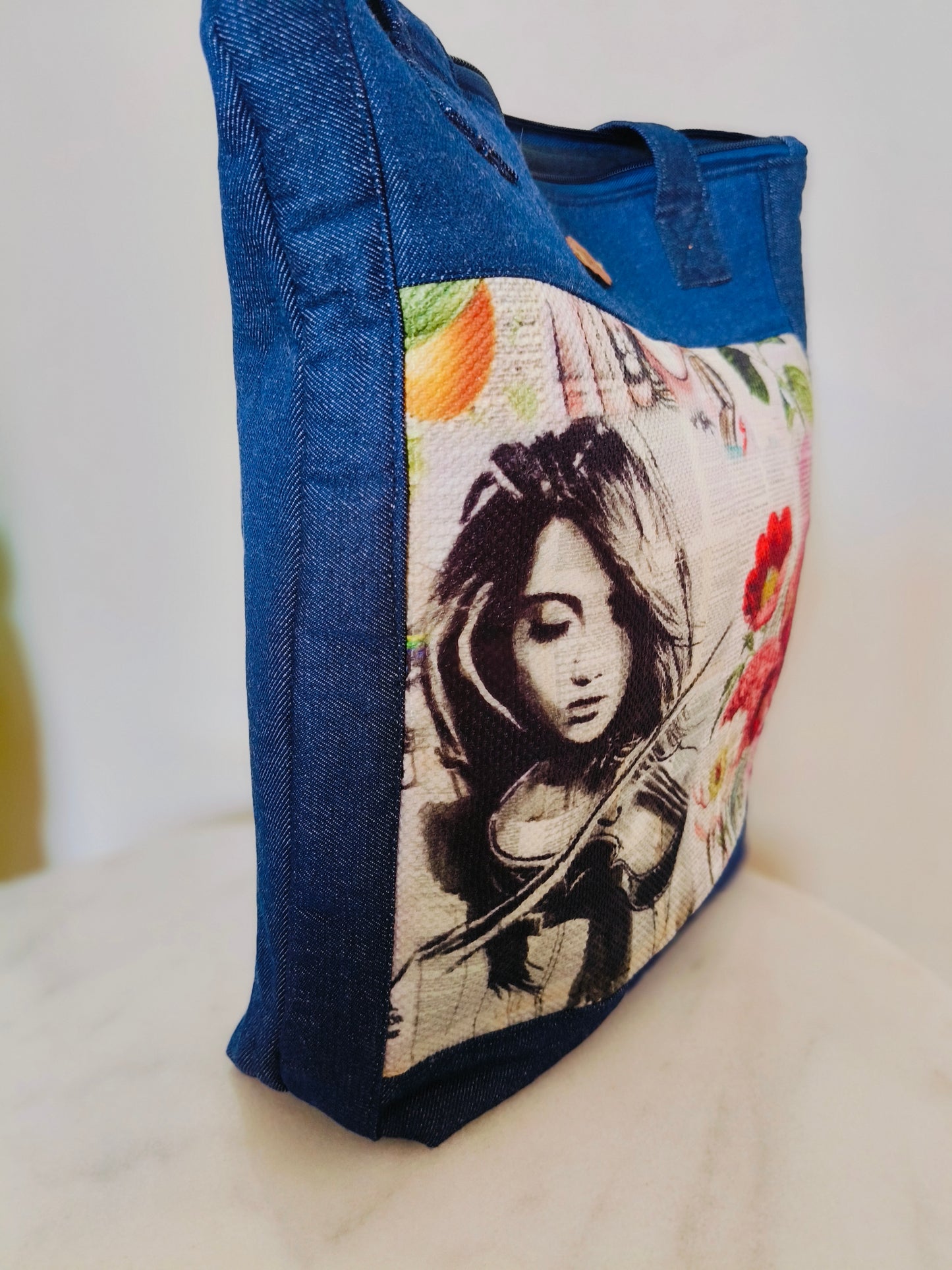 Denim Violen Tote Bag 35*30cm