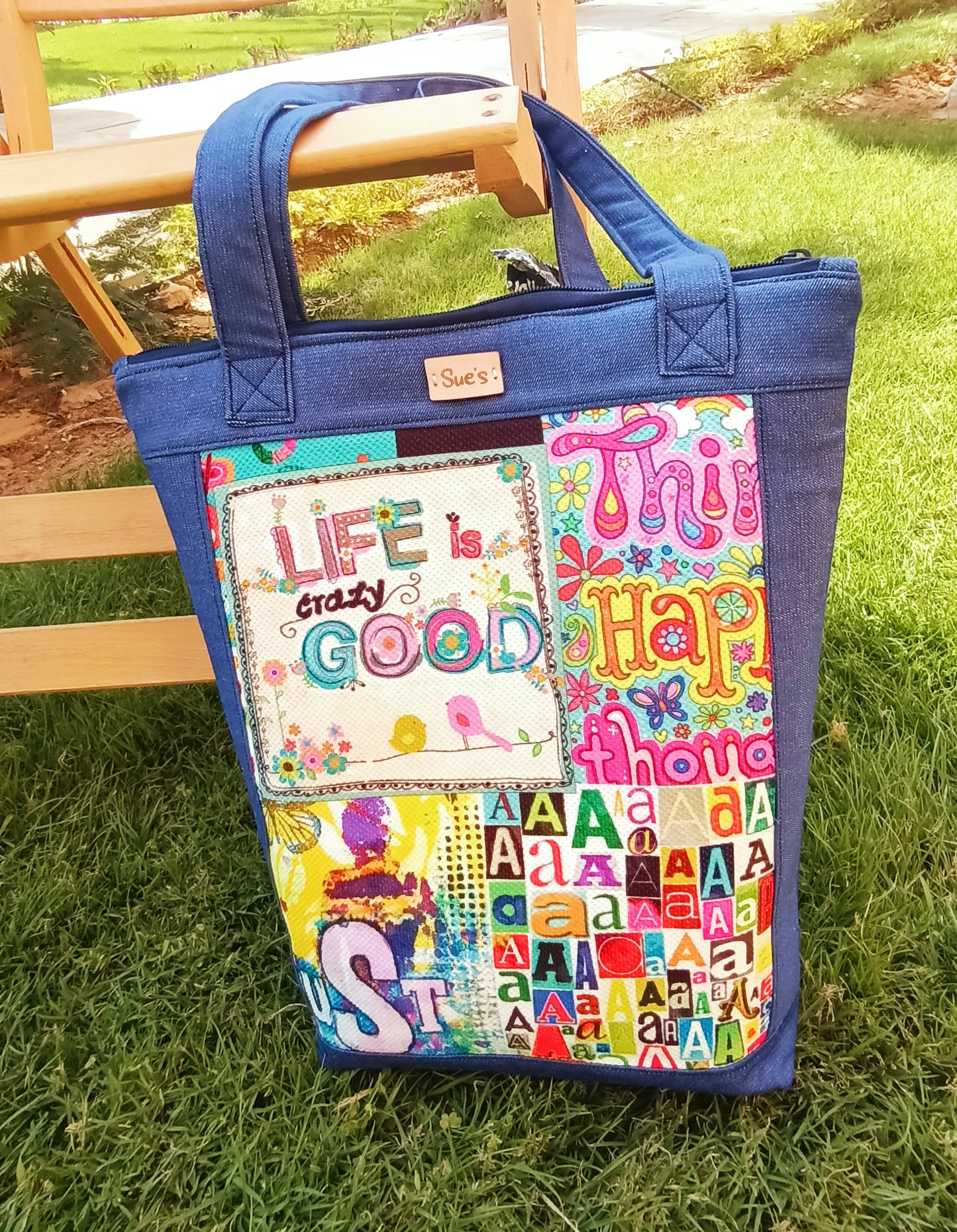 happy denim Tote Bag