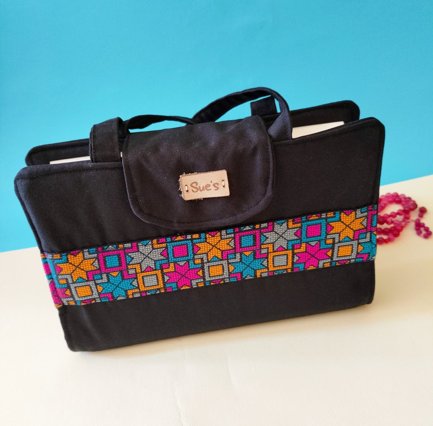 black Mus7af Cover with handle 20*14cm