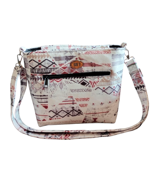 White  geometric Patchwork Medium Cross Bag 30*25cm
