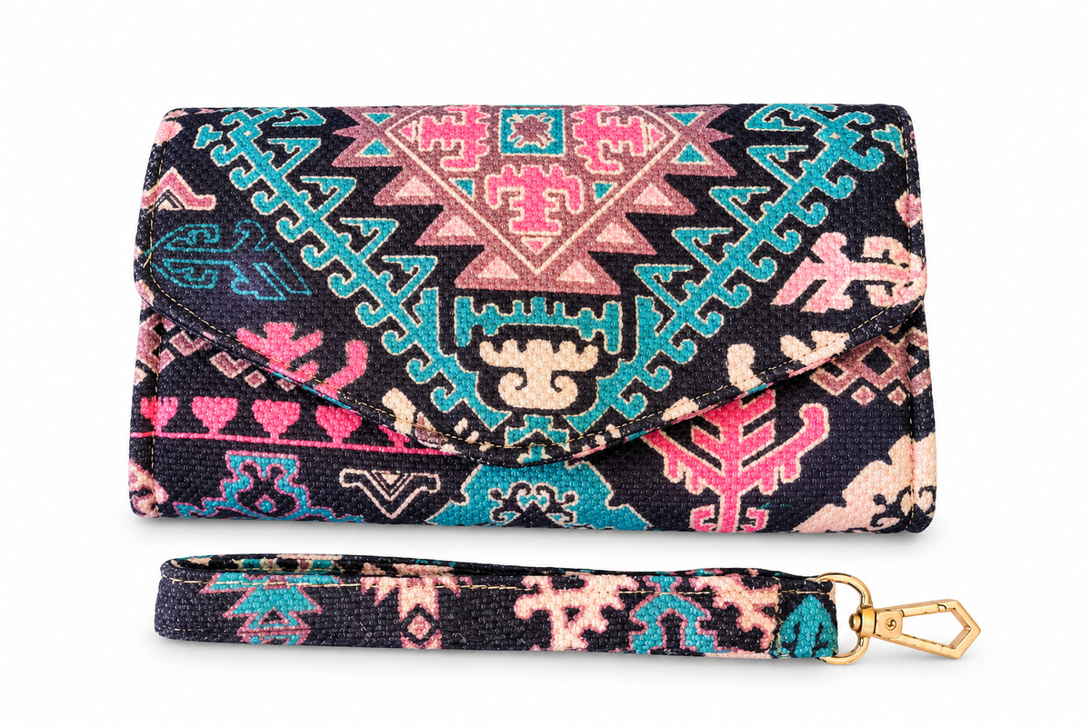 Deep Blue Geometric Large Wallet