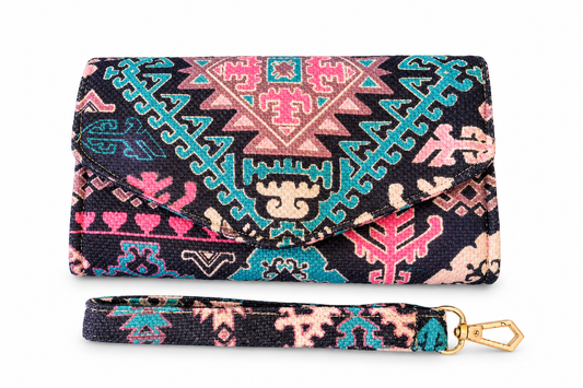 Deep Blue Geometric Large Wallet