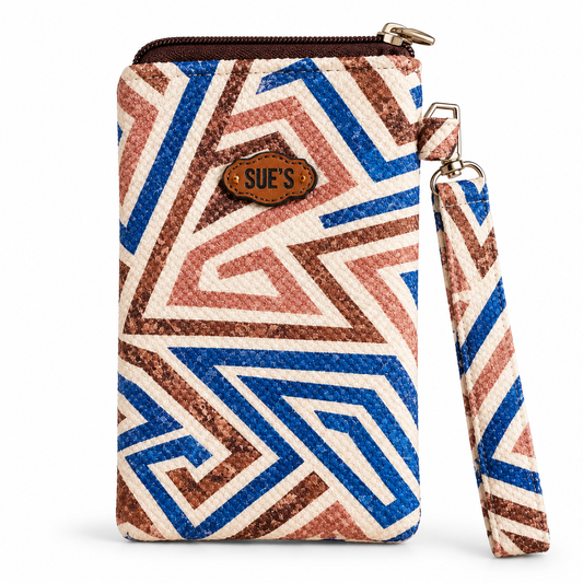 blue geometric long Glasses Case
